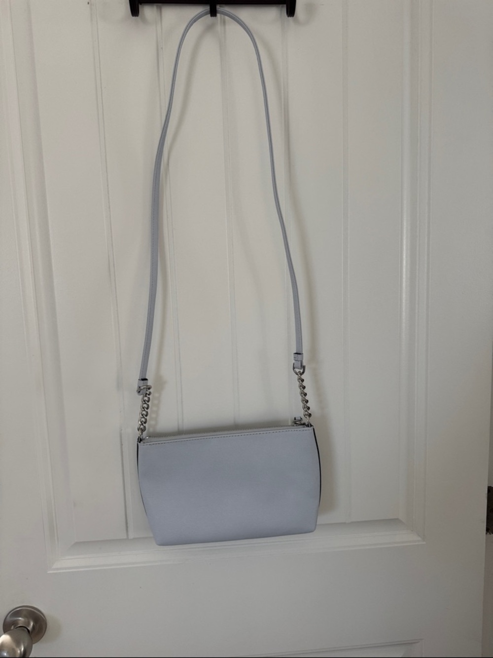 Calvin Klein Light Blue Saffiano Zip Pouch with Silver Logo - Picture 3 of 5